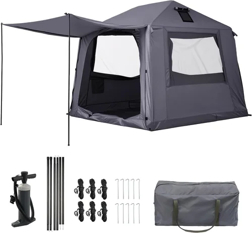 Vista 10 de Tienda de campaña inflable con bomba de aire eléctrica, Oxford resistente 420D, inflado automático de 5 minutos, tragaluz panorámico de observación