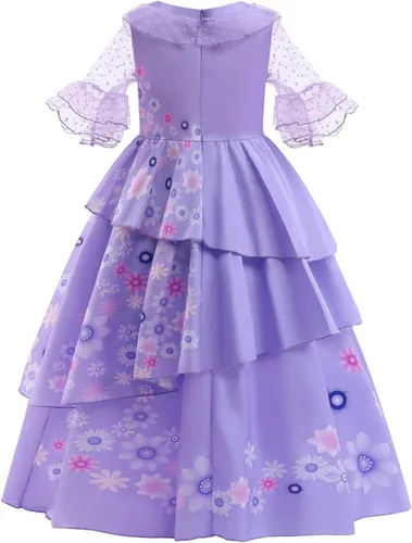 Vista 2 de COTRIO Isabella Dress with Garland Girls Mirabel Costume Outfits Halloween Princess Cosplay Birthday Party Dresses