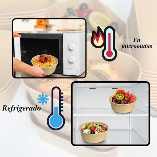 Vista 7 de Cuencos de papel redondos desechables de 17 onzas con tapa, 50 juegos de recipientes de delicatessen, cuencos de acai a prueba de derrames