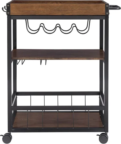 Vista 11 de Carrito de cocina portable Linon Austin., Madera, Negro