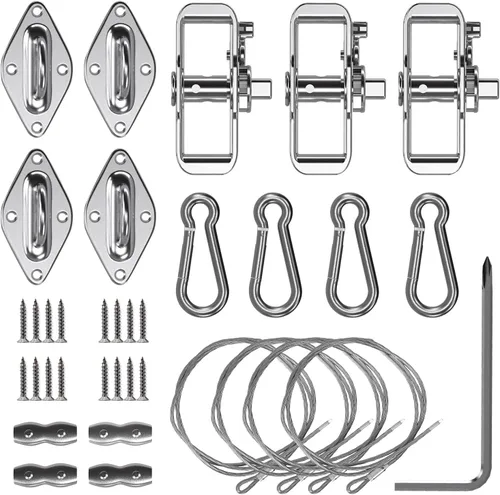 Vista 8 de SunnyRoyal Accesorio de poste de vela para toldo, abrazadera de anillo en D para poste de vela y postes de soporte de toldo, accesorio de hardware