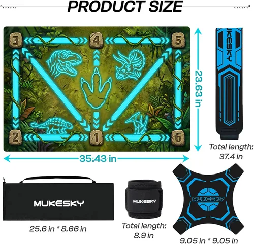 Vista 8 de Soccer Training Mat with Video Drills, Non-Slip Footwork Practice for Kids Green - dinosaur