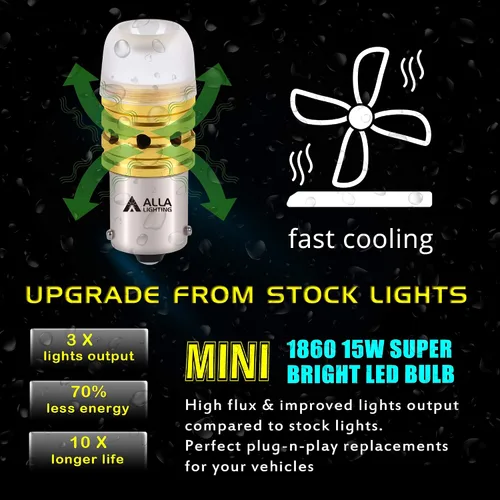 Vista 5 de Alla Lighting BA15S 7506 1156 Bombillas LED Xtreme súper brillantes 3497 2396 93 1003 199 1159 1141 P21W 87 7527 1093 1073, señal/cola de freno