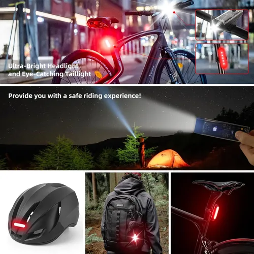 Vista 5 de Paquete de 2 luces de bicicleta delanteras y traseras, luces de bicicleta recargables USB-C delanteras y traseras para conducción nocturna, juego