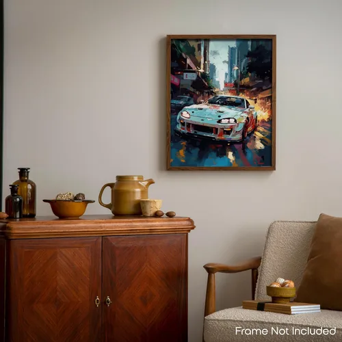 Vista 6 de Inspirational Wall Art Co. - Crafty Póster Toyota Supra 1994 - Póster de coche para habitación de niños - Decoración de pared del automóvil