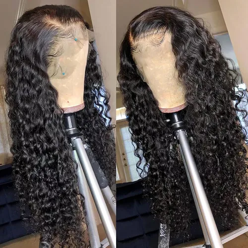 Vista 30 de Pelucas de cabello humano ondulado con encaje frontal transparente HD de 13 x 6 pulgadas, densidad del 200 %, sin pegamento, con pelitos de bebé