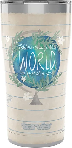 Vista 10 de Tervis Traveler Teachers Change The World - Vaso con triple aislamiento térmico para viaje mantiene las bebidas frías y calientes, 20 onzas, acero