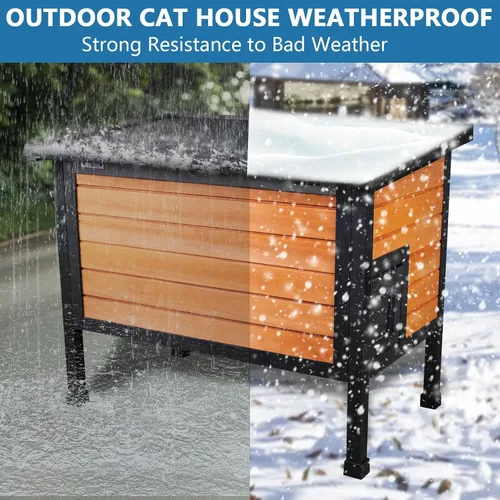Vista 5 de FunXplore Casa para Gatos Exterior Aislada Refugio para Gatos Ferales Resistente a la Intemperie para Invierno con Puerta de Escape de Espuma