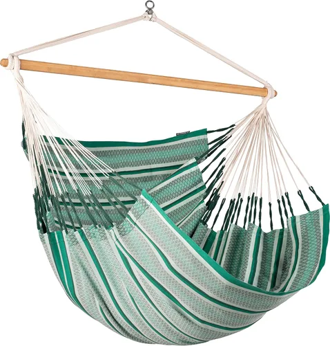 Vista 22 de LA SIESTA® - Silla Hamaca Grande y Cómoda de Algodón Habana & CasaMount - Silla Colgante con Kit de Suspensión para Paredes, Techos y Vigas Café