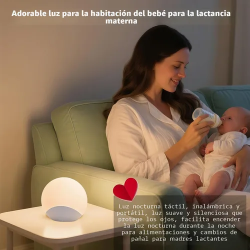 Vista 6 de IYT Luz nocturna para bebé, luz de huevo para niños, lámpara de noche táctil de atenuación continua, 7 colores regulables, lámpara táctil