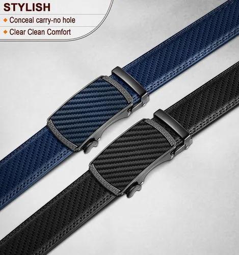 Vista 2 de BULLIANT Cinturones para Hombre Paquete de 2, Cinturón Deslizante de Trinquete Ajustable Para Regalo Hombres Vestido Casual 1 38", Corte para Ajustar