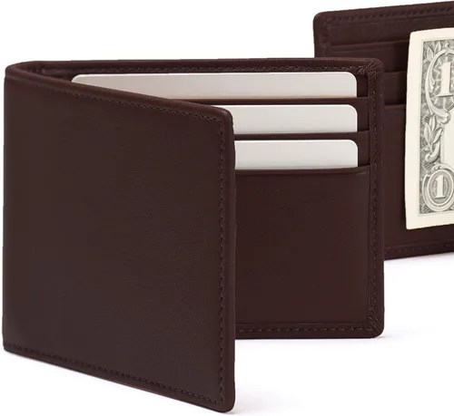 Vista 7 de Leatherology RFID - Cartera bifold para hombre, color marrón