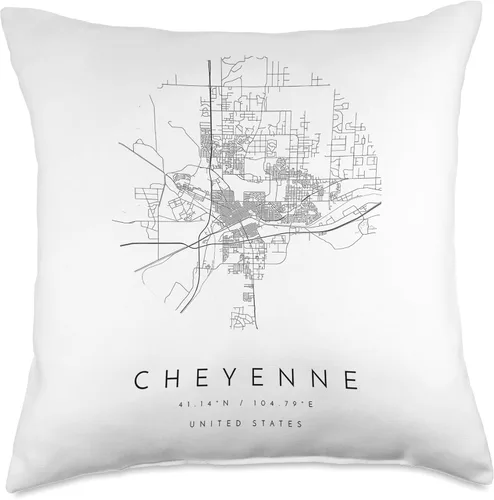 Vista 5 de Cheyenne Wyoming Skyline Travel souvenir Cheyenne Wyoming Coordinates map Hometown Throw Pillow, 16x16, Multicolor