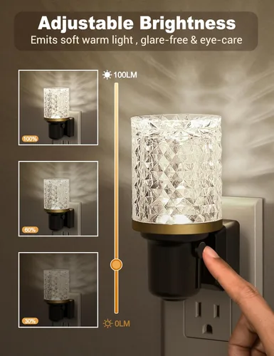 Vista 2 de JandCase Luz de Noche LED, Luces Nocturnas Regulables Enchufables en la Pared, Luz Nocturna Moderna con Sensor de Luz Automático de Encender/Apagar