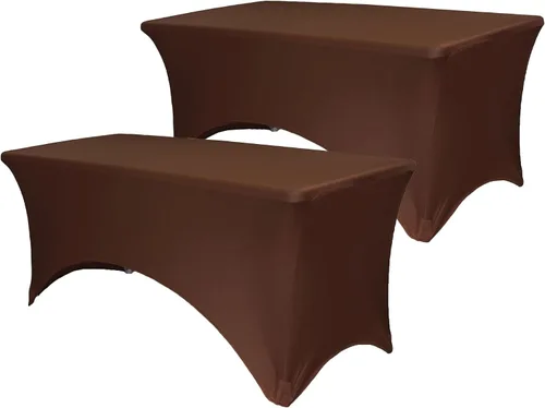 Vista 25 de Paquete de 2 manteles de mesa elásticos de elastano para mesas rectangulares de 4 pies, mantel ajustable de 48 pulgadas de largo x 30 pulgadas