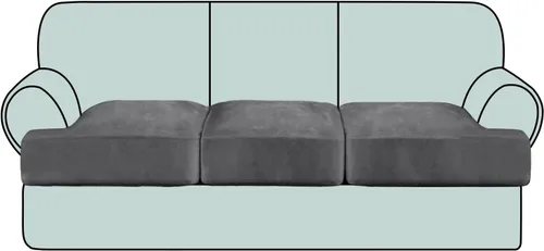 Vista 27 de Fundas de cojín de terciopelo elástico de lujo para sofá, juego de 3 piezas para sofás en forma de T, fundas antideslizantes y lavables, protector