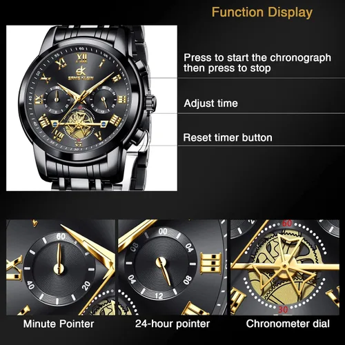 Vista 3 de Men's Watches, Stainless Steel Designer Diamonds Dress Men's Wrist Watch, Fashion Waterproof with Date and Day Analog Quartz Watches, Holiday