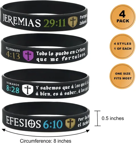 Vista 3 de Giftphoria Pulseras La Biblia Reina-Valera 1960 4 Versículos de la Santa Biblia para el Estudio Bíblico Regalos de estudio bíblico en español