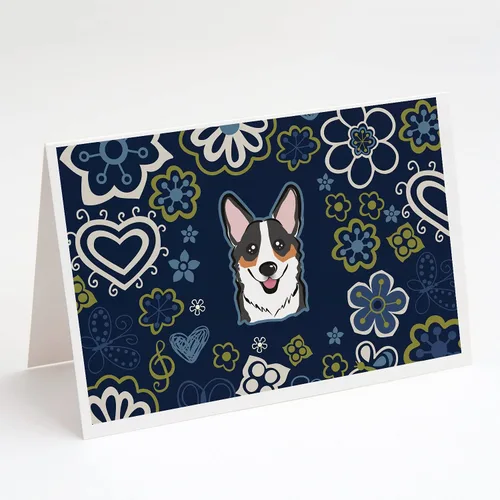 Vista 36 de Caroline's Treasures BB5095GCA7P - Tarjetas de felicitación y sobres con diseño de flores azules y sabuesos afganos, paquete de 8 tarjetas en blanco