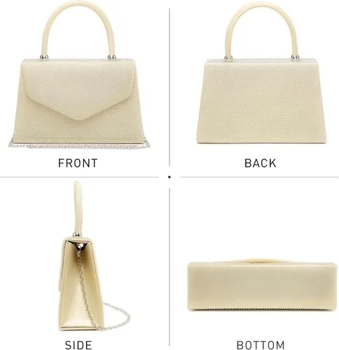 Vista 2 de Dasein Bolso de noche para mujer, embragues de fiesta, bolsos de boda, cóctel, baile de graduación, bolsos con purpurina esmerilada