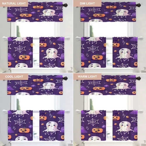 Vista 346 de Shrahala Orange Autumn Autumn Blackout Curtain Tiers, Fall Kitchen Valance Light Blocking Tier Drapes with Rod Pocket, 2 Pack 26 X 24 in