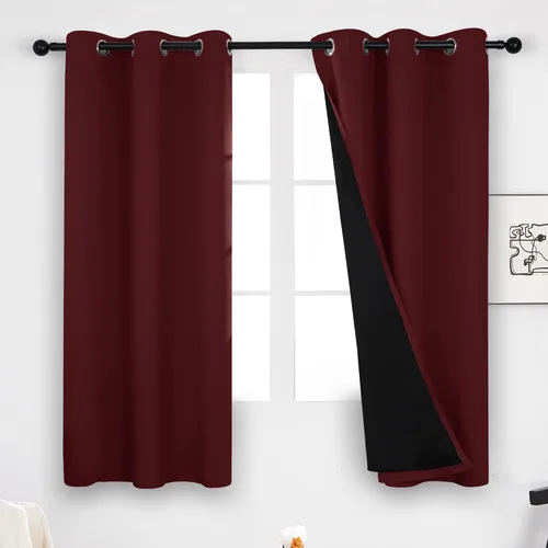 Vista 11 de Deconovo cortinas blackout 100 % con forro totalmente negro con aislamiento térmico de doble capa, oscurecimiento de la habitación, ahorro