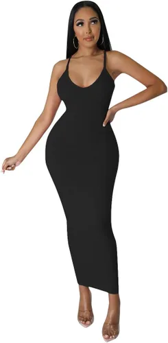 Vista 2 de WUSENST Vestido largo para mujer, sexy, ajustado, de manga larga, sudadera con capucha y estilo casual