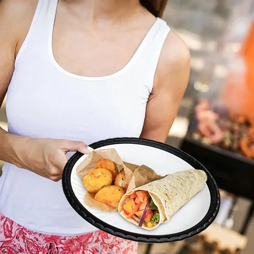 Vista 4 de AccEncyc Paquete de 6 soportes para platos de papel de plástico de 9 pulgadas, soportes reutilizables para platos de fiesta, barbacoa, cocina al