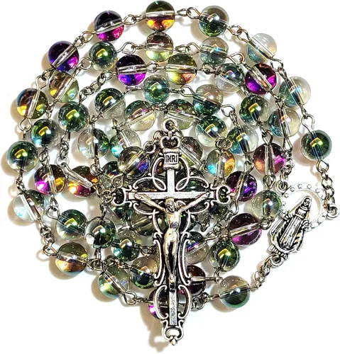 Vista 7 de Rosario Cuentas Chaplet Dazzle Cristal Artificial Rosery Cruz Regalos Católicos