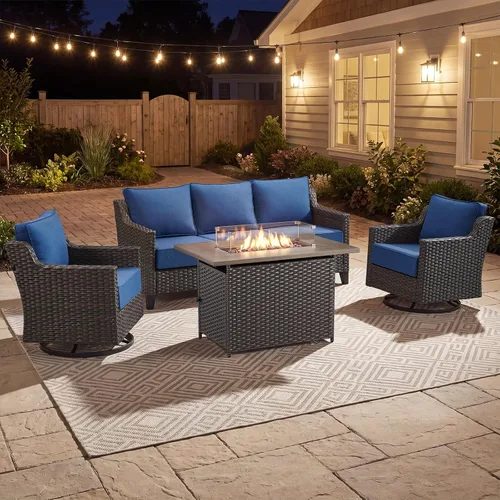 Vista 10 de Belord Sofá de patio exterior acolchado de 3 asientos de lujo de 6 pulgadas Cojín de mimbre marrón/beige de 6 pulgadas