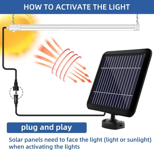 Vista 7 de hykolity Luz solar para tienda con sensor de movimiento, 3 pies 17 W (100 W equivalente) Luz LED integrada IP65 impermeable con sensor