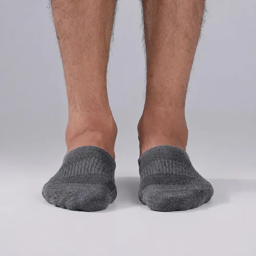 Vista 2 de WANDER No Show Socks Mens 7 Pair Thin Non Slip Invisible Cotton Durable Sox 7 gris oscuro.