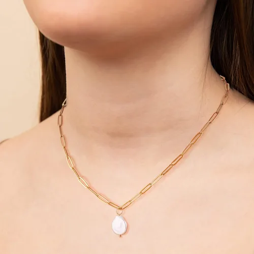 Vista 4 de Collares de perlas para mujer, chapado en oro real de 14 quilates, delicado collar de perlas para mujeres y adolescentes, collar de cadena de perlas