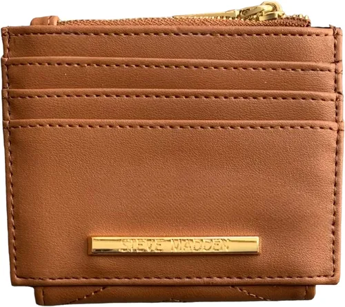 Vista 3 de Steve Madden Cartera acolchada suave para tarjetas, Coñac, Cartera plegable