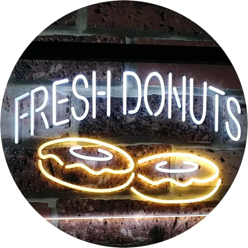 Vista 15 de ADVPRO Fresh Donuts - Letrero de neón LED de doble color, color azul y rojo, 12 x 8.5 pulgadas, st6s32-i2072-br