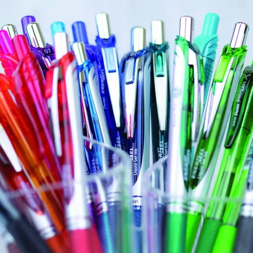 Vista 18 de Pentel EnerGel Pearl RTX, 0.028 in, tinta negra, caja de 12 (BL77PWP-A)