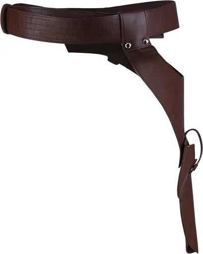 Vista 7 de Xcoser Cinturón Han Solo para adulto, disfraz de cosplay, funda de poliuretano, accesorios ajustables, Marrón