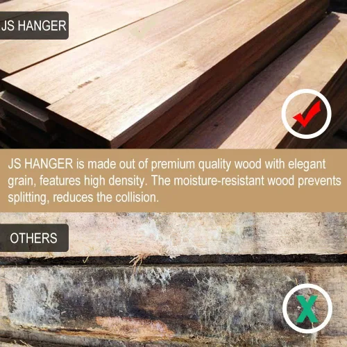 Vista 6 de Perchas para abrigos, paquete de 18 perchas de madera maciza para trajes con hombro cortado con muescas, barra antideslizante para pantalones, Nogal
