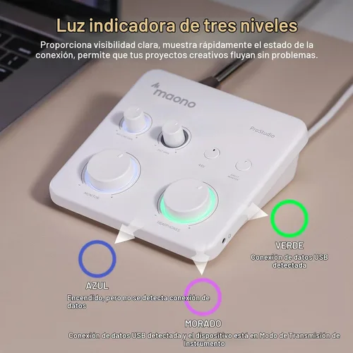 Vista 7 de Maono - Interfaz de audio USB para PC - Entrada XLR, 24bit/192kHz, software de ruteo, función loopback, controlador ASIO para grabar música, estudio