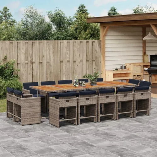Vista 41 de 9-Piece Patio Dining Set with Cushions Beige Poly Rattan Outdoor Furniture for Garden Backyard Balcony – Foldable Chairs Space Saving Design