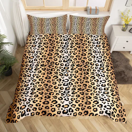 Vista 32 de Feelyou Leopard Bedding Set Twin Size, Cheetah Print Comforter Cover for Kids Boys Girls Animal Duvet Cover Safari Bedspread Cover Zipper