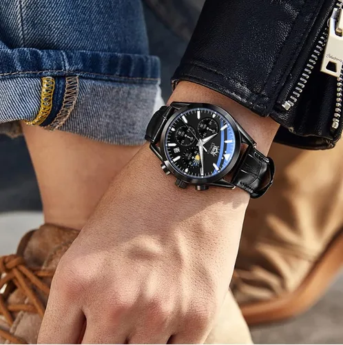 Vista 5 de Devaco Reloj de negocios para hombre, de cuarzo japonés, luminoso, impermeable, con función de cronómetro de ventana de día