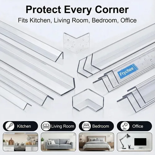 Vista 4 de Mini protectores de esquina autoadhesivos transparentes para pared, bonitos protectores de esquina y protector de bordes para marco de puerta