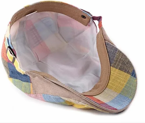 Vista 4 de Paquete de 2 sombreros de Newsboy para hombre, gorra plana, ajustable, a cuadros, hiedra, Gatsby, cabbie, conducción, golf, boina