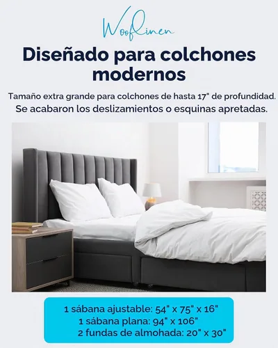 Vista 6 de Wooflinen Juego de sábanas 100% viscosa derivada de bambú, sedosas, suaves como la seda, funda de cama blanca mate con fundas de almohada