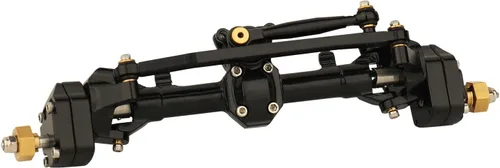 Vista 5 de Portal de aleación de aluminio Ejes delanteros y traseros con soporte servo para Axial AX24 1/24 RC 4WD Crawler Car Metal Upgrade Parts (negro)