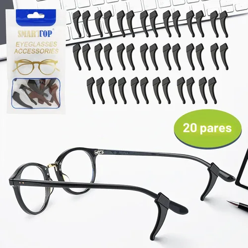 Vista 5 de SMARTTOP 20 Pairs Anti-Slip Eyeglass Ear Grips Hook Comfortable Silicone Elastic Eyeglasses Temple Tips Sleeve Retainer-For Eyewear Sunglasses Negro