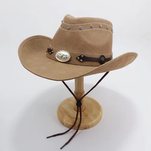 Vista 8 de Sombreros de vaquero australianos de cuero duradero, para hombre y mujer