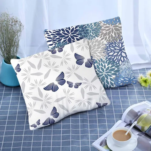 Vista 2 de COMMINY Juego de 6 fundas de almohada decorativas de 16 x 16 pulgadas / 16.0 x 16.0 in., diseño de margaritas y margaritas para sofá, moderna funda