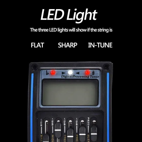 Vista 5 de Alomejor Preamplificador de guitarra acústica, ecualizador de 5 bandas con sintonizador digital LCD, preamplificador de estudio para músicos